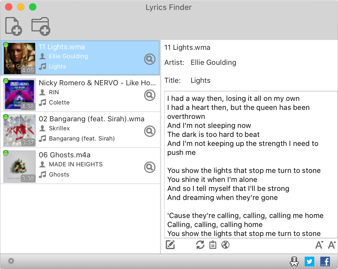 Şarkı Sözü Bulucu Mac Screenshot