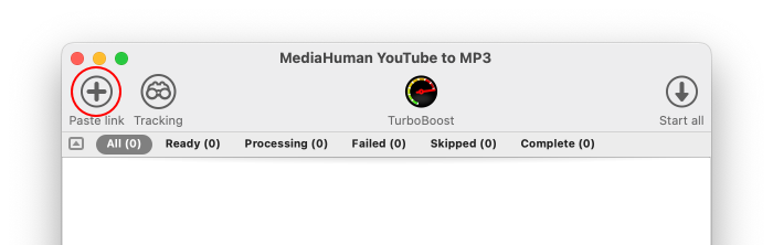 Mixcloud トラックへのリンクを YouTube to MP3 アプリに貼り付けます。