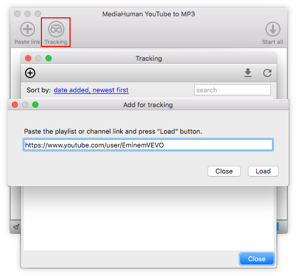 Copia il link su YouTube To MP3 Converter