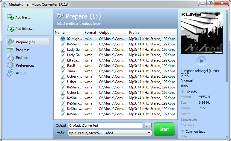 MediaHuman Music Converter 1.2 screenshot