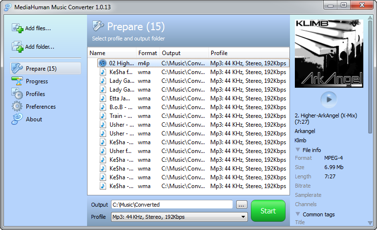 Click to view MediaHuman Music Converter 1.2 screenshot