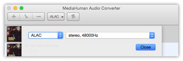 Select output format to ALAC