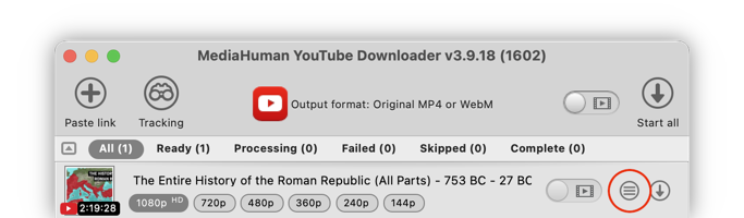 Press Split button to split video by chapters