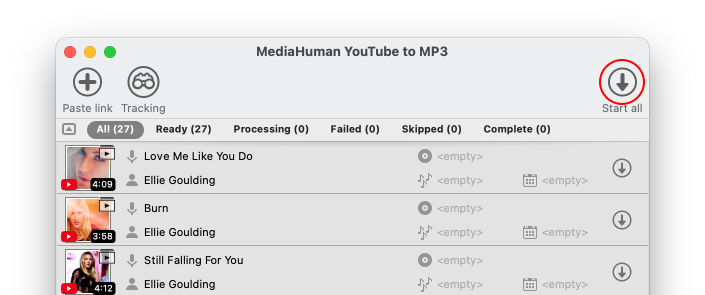 Descargar la lista de reproducción de YouTube como MP3
