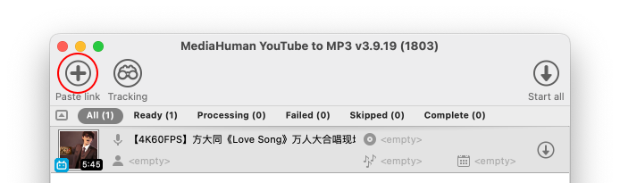 MediaHuman YouTube to MP3 Converter with a Bilibili video added to the queue