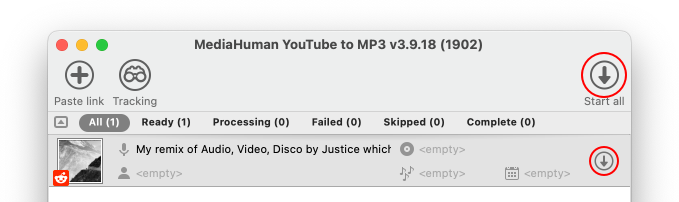 YouTube to MP3 Converter extracting audio from a Reddit video